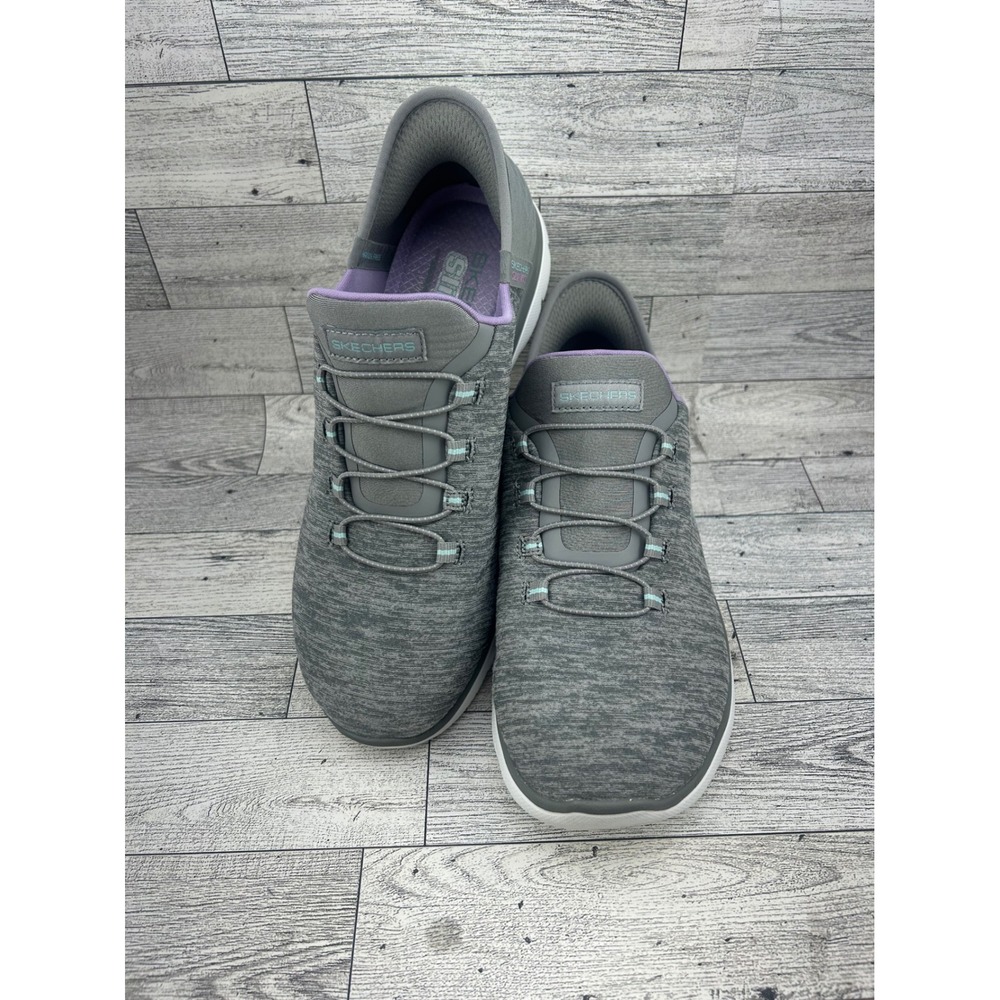 Skechers Hands Free Slip-ins Summits Diamond Dream Gray Women Sz 7 Wide 149937W